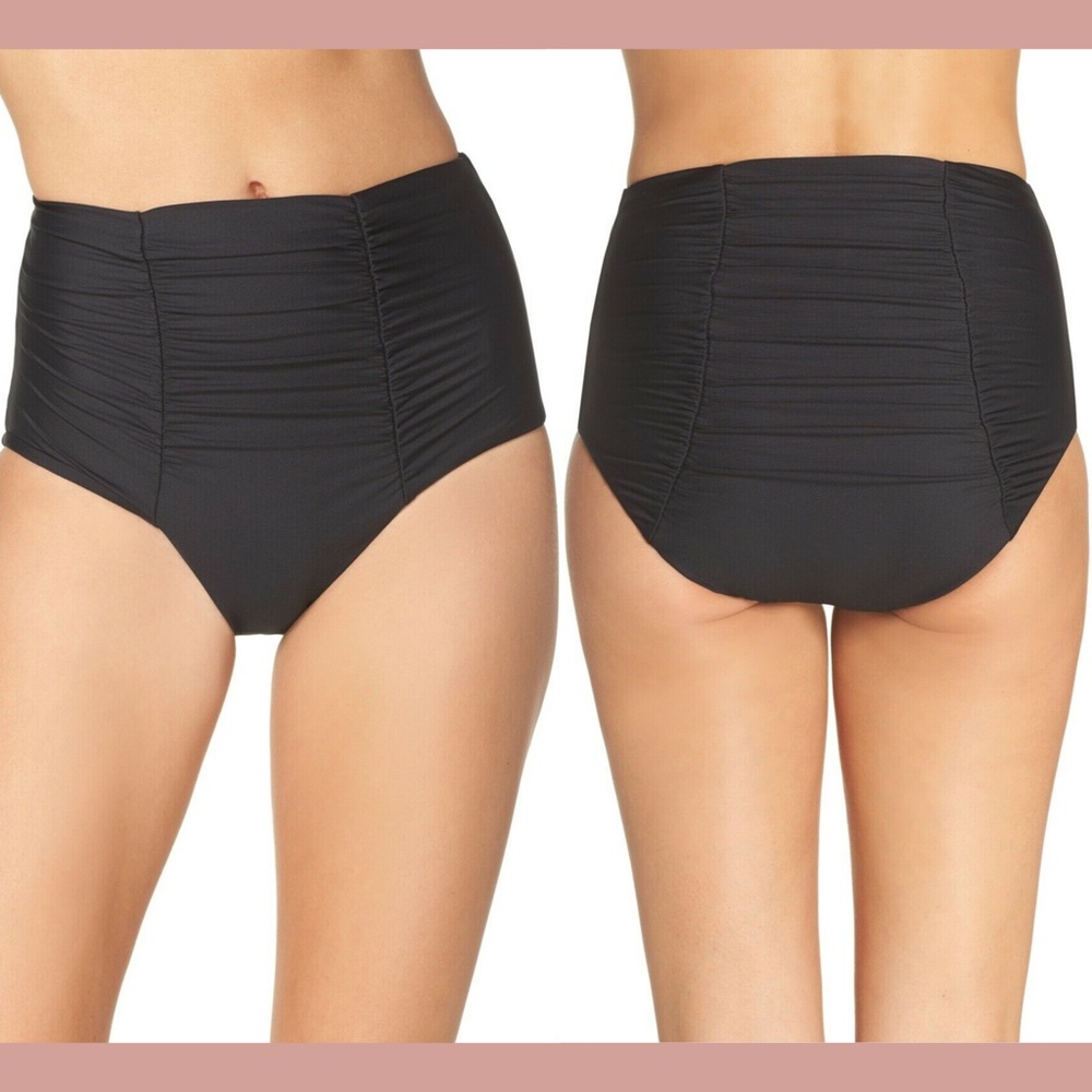 NWT‎ $58 Becca Color Code High Waist Bikini Bottoms in Black [SZ Small ]